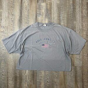 Vintage Y2k Polo Jeans Co USA Flag‎ Crop T Shirt Womens Size L/XL